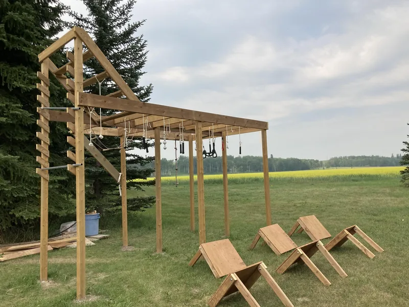 A completed set of wooden quintuple steps